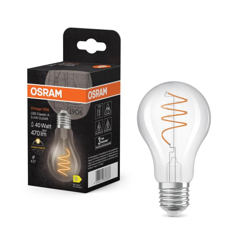 OSRAM LED E27 VINTAGE Glühbirne Spiral 4,9W wie 40W warmweißes Licht für eine gemütliche Wohnatmosphäre 2700K